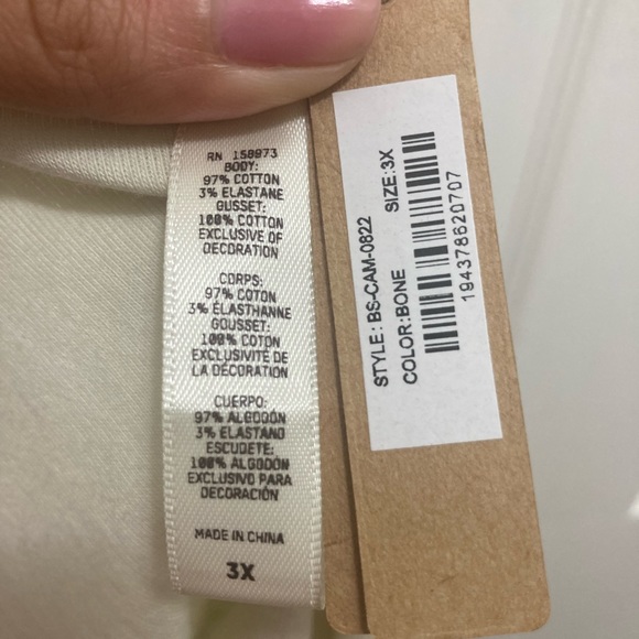 Retired Skims Size 3X NWT Lace Logo Cami women’s Bodysuit Bone Pointelle - Picture 3 of 8